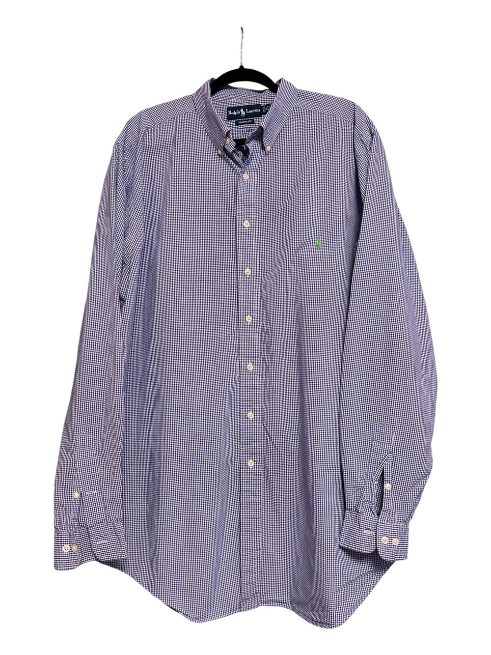 Ralph Lauren Men’s Blue Gingham Button-Down Dress Shirt